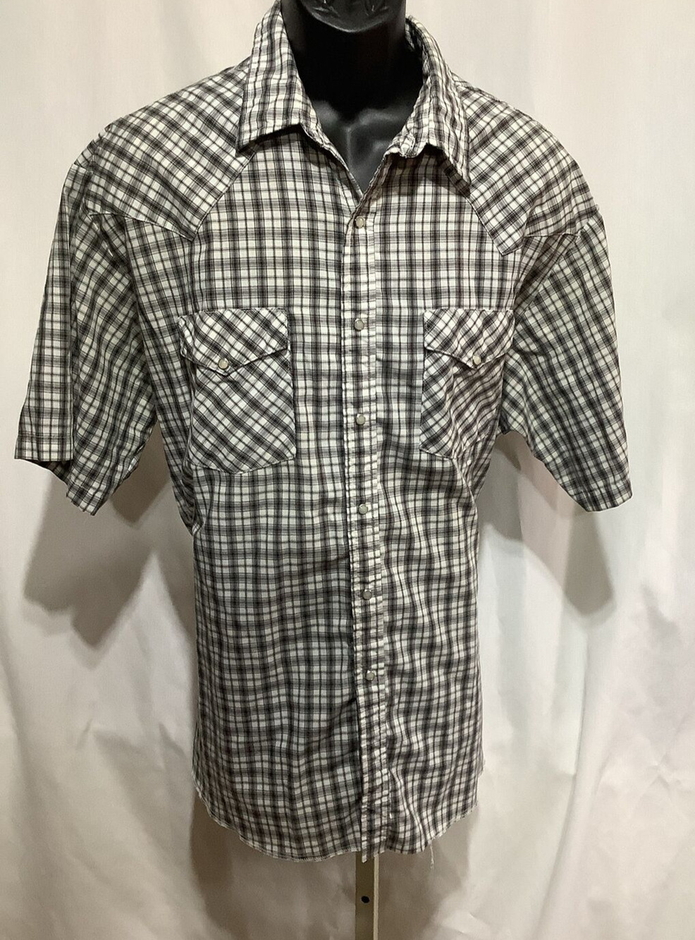 Vintage Express Rider Pearl Snap Shirt Mens XL Western Plaid Short Sleeve USA